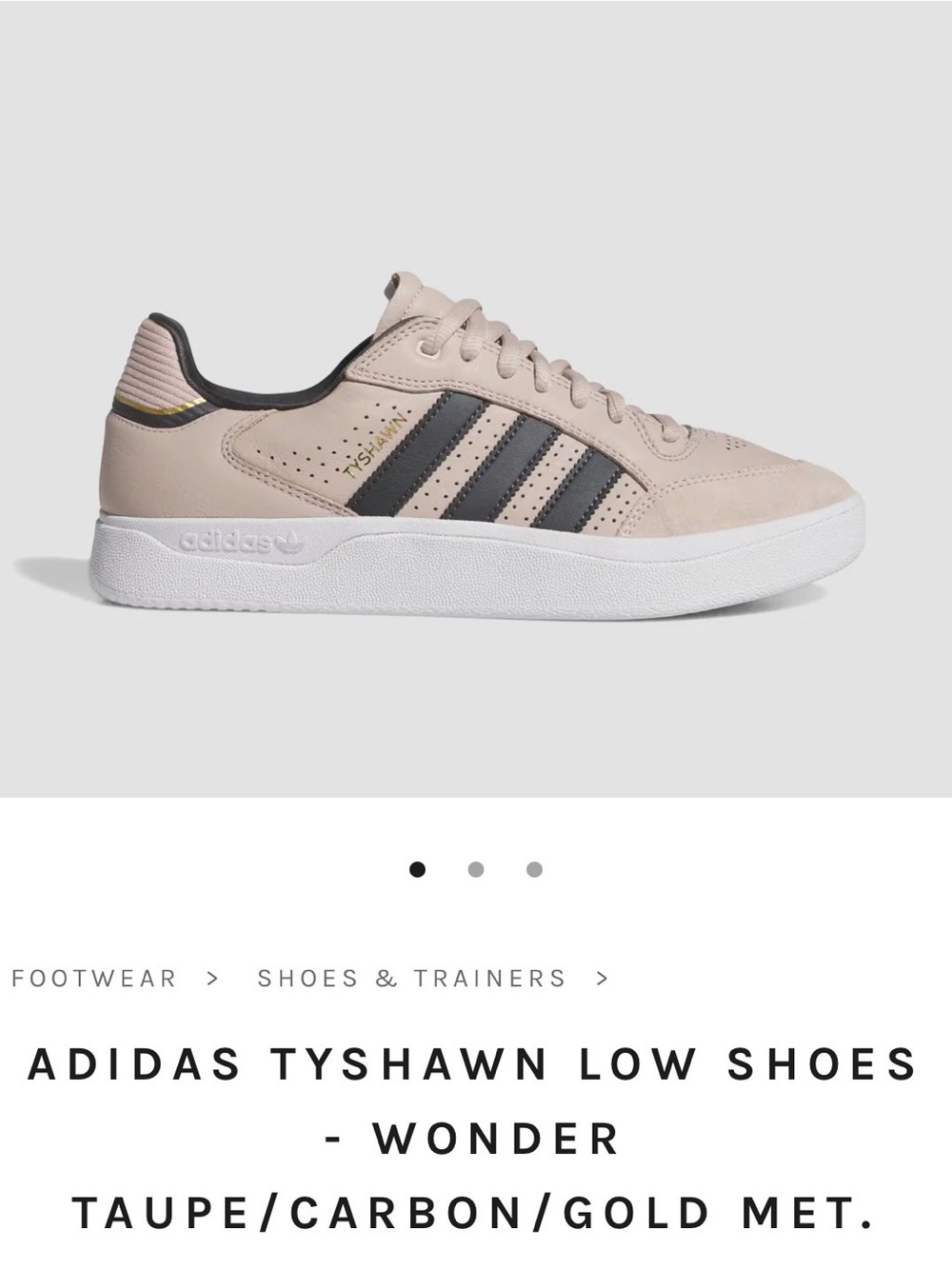 adidas Tyshawn Low Sneakers in Taupe with Black Stripes